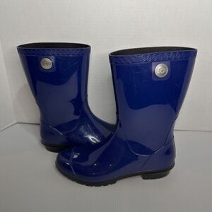 UGG SHAYE BLUE JAY RUBBER RAIN TALL BOOTS FUR INSOLE SIZE US 8 WOMENS